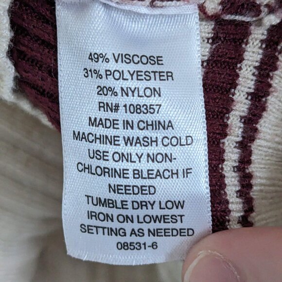 Academia Retro Preppy Arizona Cropped Sweater XXL Ribbed Cream Red Striped - Picture 7 of 7